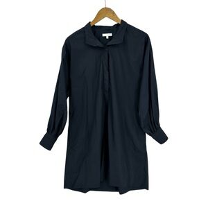ANN MASHBURN Dress Cotton Long Sleeve Black Pockets